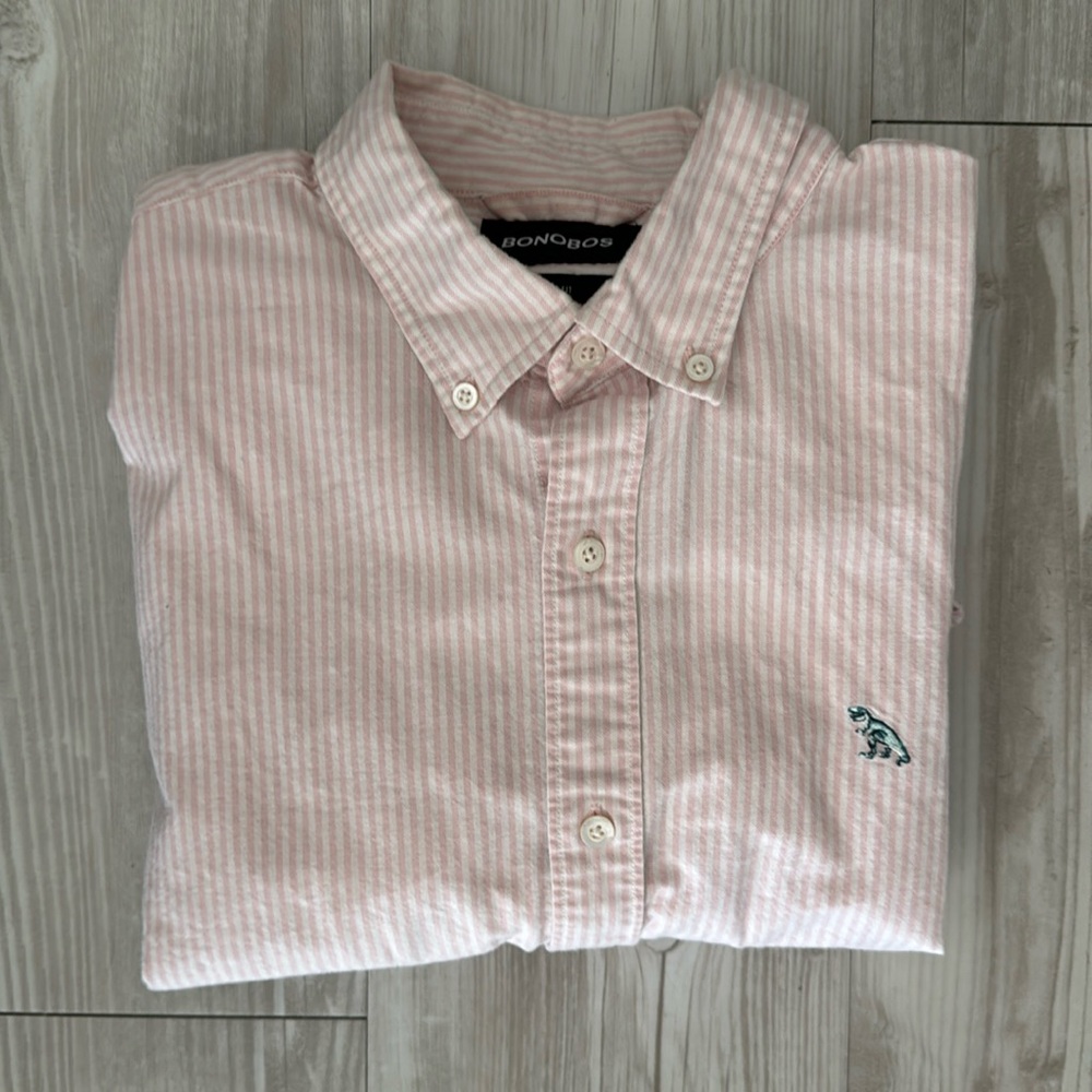 Bonobos pink vertical strip button down
